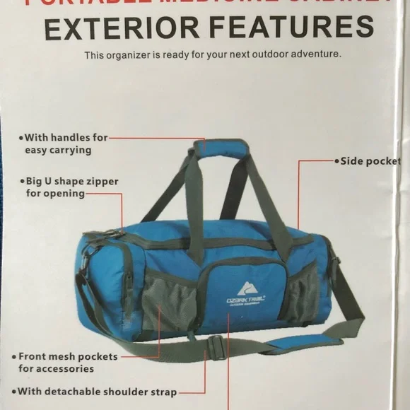 Brand New OZARK TRAIL portable camping medicine cabinet duffel bag, blue - Picture 10 of 13